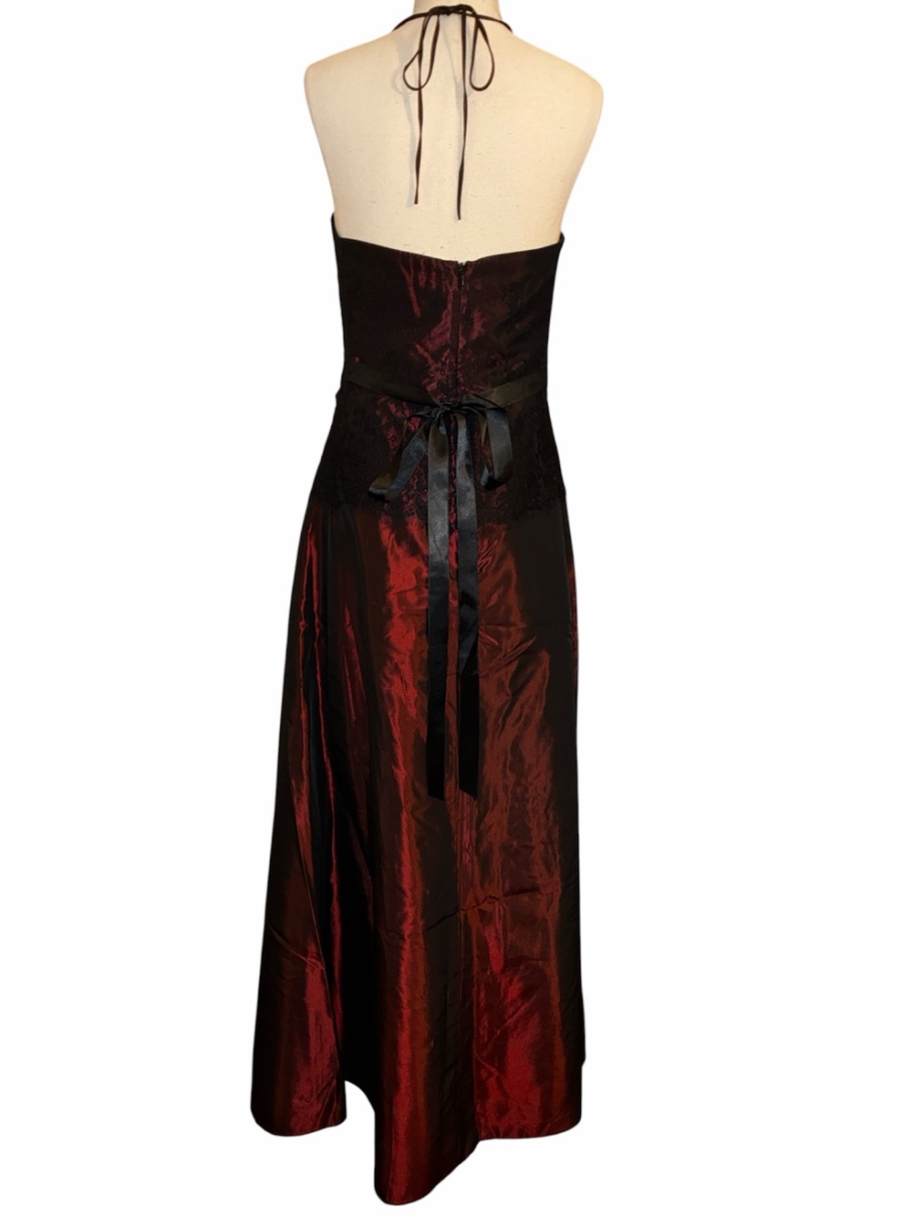 Whimsigoth black lace iridescent maroon formal maxi dress goth sixth sense witch